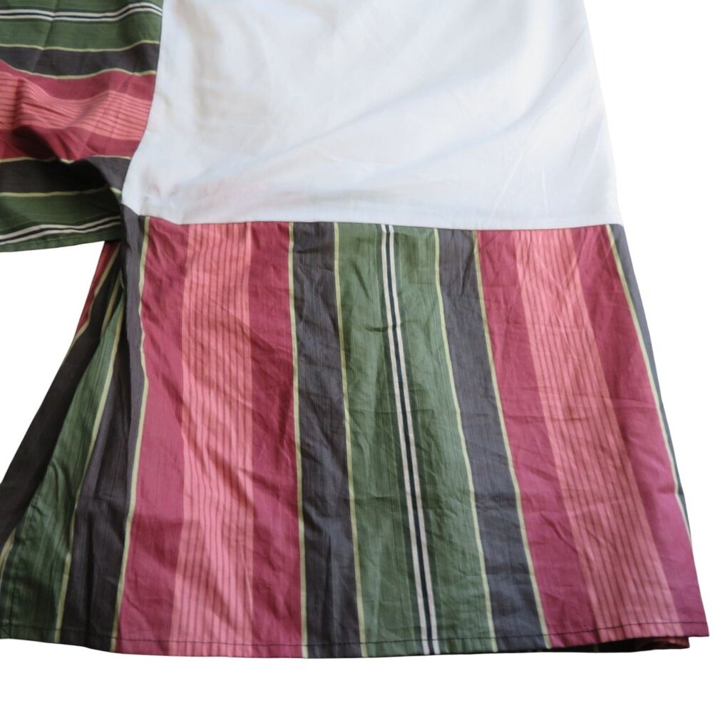 Vintage Y2K Waverly Queen Bed skirt Pink Green Brown Stripes 14.5 in Drop
